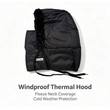 1pc Winter Warm Fleece Lined Balaclava Hat With Soft Fur Trim, Windproof & Cold-Resistant, Full Face And Neck Protection, Adjustable Drawstring, Suitable For Skiing, Cycling, Snow Activities And Cold Outdoor Weather - Black - View 6