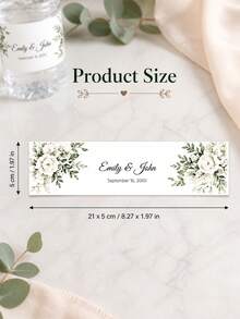 10/20/30pcs Customized Wedding Water Bottle Labels, Personalized Name And Date, Floral Bottle Stickers, Multiple Designs Available, Wedding Reception Supplies, Engagement Party Decor - Multicolor - View 7
