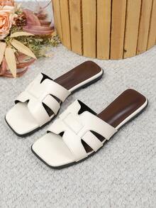Women's Flat Sandals Spring Summer New Versatile Soft Sole Beach Slides Fashion Roman Sandals - White - View 2