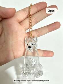 1/2pcs Pet Hair Memorial Keychain, Cute Sitting Dog Breed Memorial Pendant, Pet Hair Storage Box, Dog Lover Memorial Gift, Bag & Key Charm - Multicolor - View 19