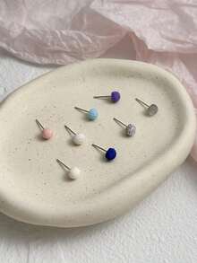 4對多色時尚星球耳釘耳環，適合女性休閒、約會、外出穿著，送給朋友的節日禮物 - 彩色 - 查看 2