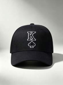1pc Gothic Men Hat K Of Spades Embroidered Side AR Printing Baseball Cap Adjustable Design Perfect For Outdoor Excursions Hiking And Everyday Wear - Multicolor - View 4