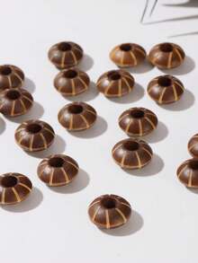 20pcs Vintage Wooden Beads DIY Accessories, Bohemian Geometric Pattern Beads, Suitable For Bracelet, Hair Accessories, Handcrafting - Wooden Beads - View 7