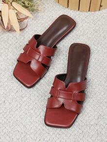 Women's Flat Sandals Spring Summer New Versatile Soft Sole Beach Slippers Fashion Roman Sandals - Burgundy - View 3