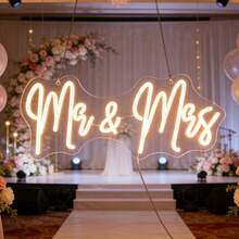 1pc Romantic Multi-Color Wedding Neon Sign, USB Powered LEDNeon Light, Wall Hanging Decor Light, Versatile Decoration Suitable For Wedding Events, Romantic Proposal, Couple Anniversary, Themed Party, Bedroom Decoration, Family Living Room Layout, - Multi-color light - View 1