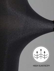 1 Pair 80g Tights, Coffee, Grey, Black, Medium Thick With Lining. Spring/Autumn/Winter Style, Apricot Sheer Leggings - Black - View 4