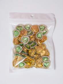20/35/60/95pcs/Bag Mixed Color, Solid Color Heart-Shaped Rhinestone Decor With Gold Base, Suitable For Phone Cases, Bags, Shoes, Clothing Accessories And Jewelry Making DIY Crafts, Multiple Colors Available - Heart-shaped Diamond - View 42