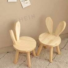 1pc Solid Wood Stool, Wooden Photography Prop, Creative Small Stool, Cute Rabbit Ear Solid Wood Stool, Simple Shoe Changing Stool, Modern Cute Animal Design Chair, Suitable For Room Decor, Studio Photography Prop, Living Room, Bathroom, Kitchen, Classroom, Cute And Portable - Multicolor - View 4
