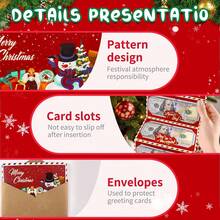 2026 Christmas Cash Gift Envelopes, Holiday Money Gift Card For Xmas, Surprise Card Holder Christmas Cash Envelope With Money Clip - Bow Gift Box - View 6