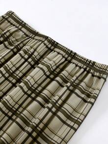 2pcs Men's Spring/Autumn Loose Plaid Pajama Pants, Plus Size, Mid-Waist, Home Wear, Can Be Worn Out - Multicolor - View 6