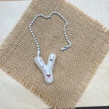 You Can Make Your Own White Diamond Letter Car Rearview Mirror Hanger. It Features A Silver Bead Chain Design, With An Elegant Shiny Cream Texture. It Can Be Easily Hung On The Car's Rearview Mirror And Is A Charming Interior Decoration For Your Car. - Letter Pendant - View 33