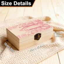 1pc Wooden Storage Box, Gift Storage Box, Prayer Box With Floral Pattern, Keepsake Box, Jewelry Organizer Box For Small Accessories, Keepsake Collection, Desktop Organizer, Rustic And Spiritual Home Decor - Multicolor - View 3