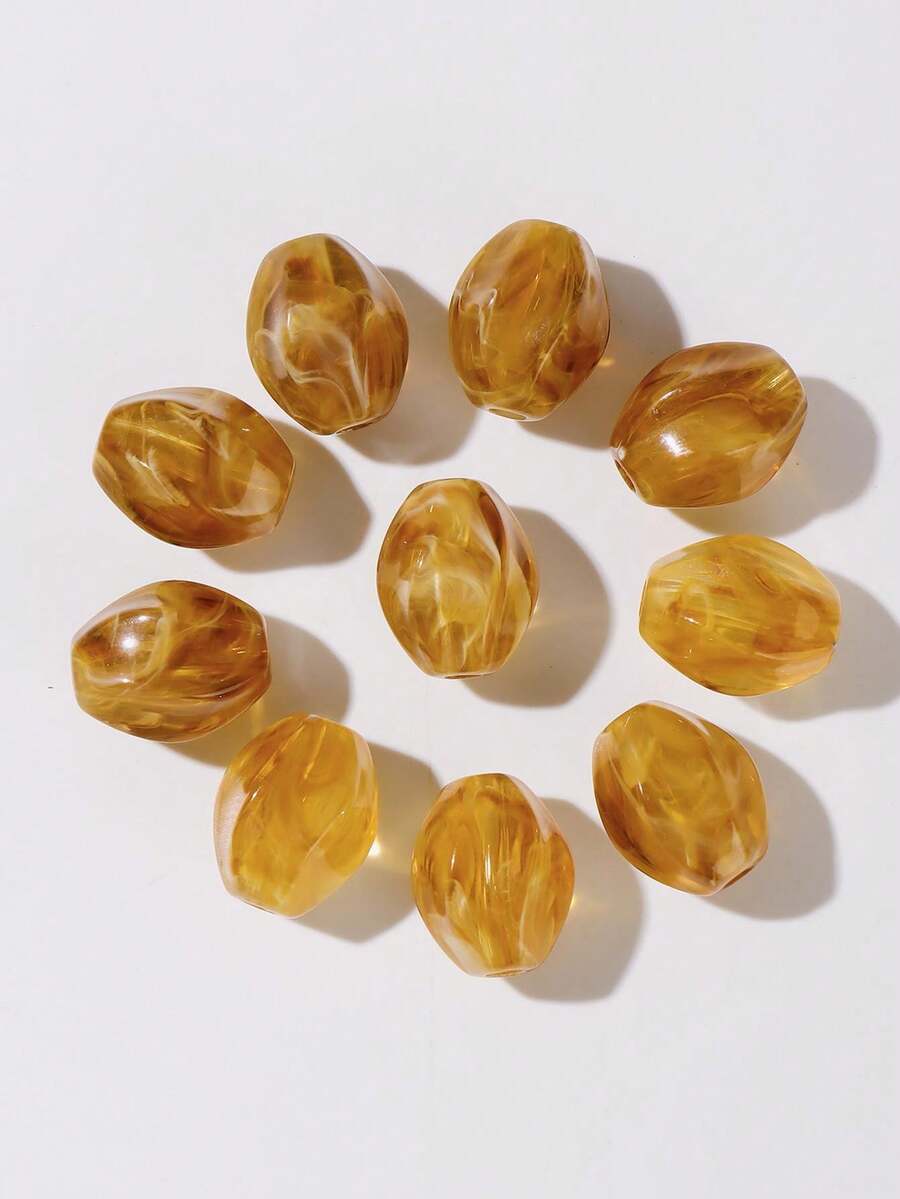 10pcs Amber Gradient Acrylic Irregular Beads DIY Accessories Suitable For Making Bracelets And Necklaces - Bead - View 1