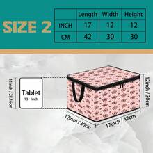 1pc 2DFat Thickened Foldable Zipper Storage Box, Light Pink Rhombus Floral Print Design, Can Store Clothes, Bedding, Nail Tools, Holiday Items, Fits Under Bed, Suitable For Book Organization, Car Trunk Storage, Cosmetics, Hair Styling Tools, Office, Home Organization, Blankets, Daily Items Large Capacity Storage, Wardrobe Placement And Moving Packing, Zipper Closure Secure Reinforced Handle Durable - Multi-color - View 11