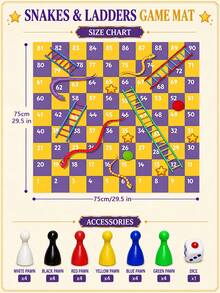 Colorful Cartoon Polyester Snakes And Ladders Floor Game Mat, Suitable For Hawaii Vacation, Family Gathering, Spring And Autumn Picnic Party, Adult Game, Group Game, Boys Game, Girls Game, Dice Game - Multicolor - View 17