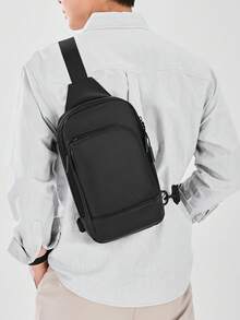 Men's Chest Bag Can Be Worn With A Simple Business Style On The Chest And Back. It Is A Portable Shoulder Bag For Travel - Black - View 1