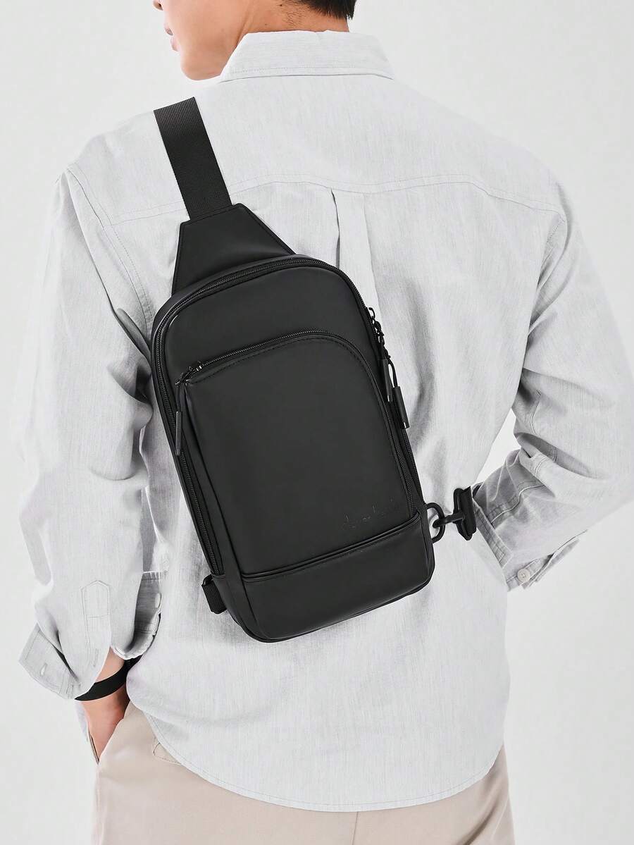 Men's Chest Bag Can Be Worn With A Simple Business Style On The Chest And Back. It Is A Portable Shoulder Bag For Travel - Black - View 1