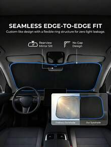 1pc Car Front Windshield Sun Shade, 1 Sun Shade + 1 Storage Bag, Car Sun Visor Front Windshield, Car Privacy Curtain, Anti-Freeze, Convenient Storage Design, Full Edge Seamless Fit, Equipped With High-Density Blackout Fabric With Reflective Coating, Protects Car Interior, Prevents UV Rays, Universal Fit For Sedans, SUVs And Trucks, Durable Car Interior Protection Accessory, Holiday Gift, New Year Gift, Christmas Gift - Car Sunshade - View 5
