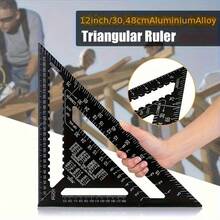 Regla cuadrada de aluminio de precisión - Regla triangular para carpintería, adecuada para carpintería, proyectos DIY, decoración del hogar y diseño, herramienta de medición, herramienta de carpintería, perfecta para entusiastas del DIY, herramienta de decoración del hogar, regla ligera - A - Ver 10