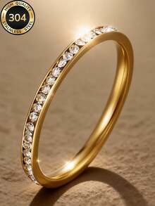 5pcs/Set Women's Minimalist Elegant Crushed Ice Stackable Rings, Daily Commute Wear, Holiday Outfit Accessory - Gold - View 5