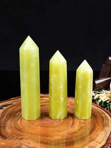 1pc Natural Crystal Lemon Jade Pointed Pillar Healing Stone Hexagonal Square Pointed Stone Rod Healing Ornament - Lemon Jade - View 8