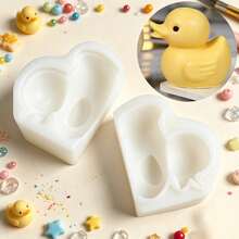 1pc Cartoon Simple Yellow Duck Silicone Mold, Handmade Simple Desktop Decoration, Can Be Made Of Resin Dropper Or Clay, Easy To Demold, And Reusable Mold. - White - View 2