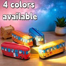 1pc Creative Cartoon Style Large Capacity Bus Shaped Pencil Case For Students, Korean Style - Multicolor - View 5