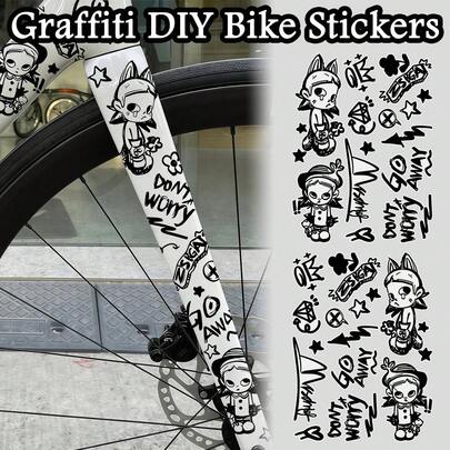 1pc Car Sticker Graffiti DIY Bicycle Sticker Bicycle Frame Top Tube Road Bike Motorcycle Fork Helmet Accessory Sticker Suitable For Bicycle Car Motorcycle Furniture Decoration Sticker