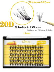 60 Clusters 11mm 20D 0.07mm Thickness C/D Curl Eyelash Extensions - View 2