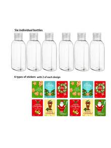Christmas 3.4oz/100ml Clear Dispenser Bottle, Refillable Bottle, Liquid Lotion Packaging Bottle, With Exquisite Christmas Pattern, Storage Bag, Hand Soap Skincare Perfume Essential Oil Bottle. Holiday Party Gift Packaging Bottle. - Multicolor - View 9