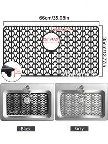 1pc Kitchen Sink Mat, Honeycomb Hollow Drainage Pad, Dish Sink Protector Mat With Drain Hole, Anti-Scratch Anti-Slip Sink Liner - Multicolor - View 7