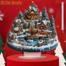 Bohemian Style Acrylic Christmas Gingerbread House Decor - Desktop Display, Versatile British Style Decoration, Suitable For Home, Office, Cafe - Multicolor - View 6
