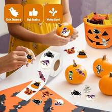 100pcs Asymmetrical Halloween Cartoon Graffiti Stickers, 1 Inch, 8 Cartoon Pattern Designs, Office Stickers, School Supplies, Holiday Party, Helmet, Water Bottle, Phone Case DIY Decoration, PVC Sealing Stickers, Sealing Labels, Decals - Graffiti Stickers - View 4