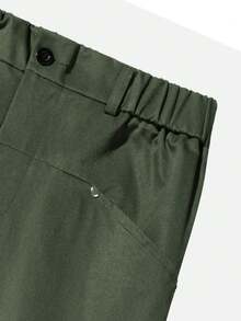 Vancamel Pulse Men's Outdoor Functional Style Cargo Pants With Large Pockets, Versatile Solid Color Minimalist Long Trousers - Army Green - View 4