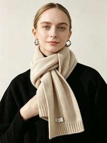 1pc Women's Solid Color Wool Knitted Warm Thick Versatile Decorative Scarf Neck Warmer, Suitable For Winter Casual Matching - Multicolor - View 1