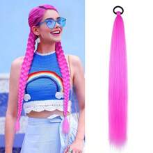 European And American Cross-Border Hot-Selling Rubber Band Ponytail Wig, Boxing Braid Colorful Elastic Rope Wig, Ponytail Hair Tie Hair Accessory - Maroon - View 21