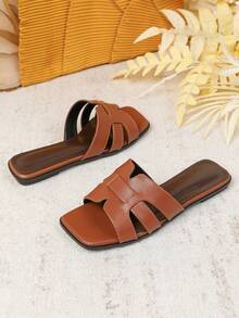 Women's Flat Sandals Spring Summer New Versatile Soft Sole Beach Slippers Fashion Roman Sandals - Brown - View 2