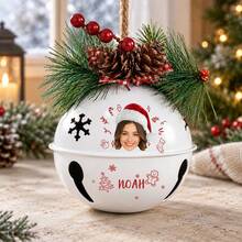 1pc Personalized Photo Christmas Bell Ornament,Custom 2026 Jingle Bell, Christmas Tree Decor,Holiday Bell Ornament, Window Entry Door Decor,Bell Ornament Custom, Christmas Gift - Red - View 10