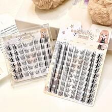 DOUDOUTIAN 48/80 Clusters Segmented Mermaid Winged False Lashes, Thick Slender Cold Elegant Look, 8-12mm Camera Ready Lashes For Shooting & Cosplay - C - View 5