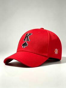 1pc Gothic Men Hat K Of Spades Embroidered Side AR Printing Baseball Cap Adjustable Design Perfect For Outdoor Excursions Hiking And Everyday Wear - Multicolor - View 6