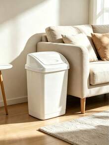 27L Large Capacity Plastic Trash Can, Swing Lid Design, Stable Structure, Space Saving, Suitable For Bedrooms, Offices, Bathrooms, Kitchens And Toilets, Ideal Household Essential - Random Color - View 5