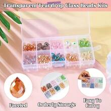 8x10mm 130pcs Mixed Color Crystal Teardrop Glass Beads For Jewelry Making Earrings Necklace Bracelet DIY - Multicolor - View 2
