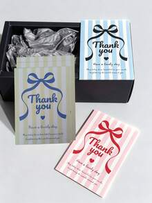 Creative Bow Thank You Cards, Warm Blessing Note Cards, Decorative Paper Cards, Suitable For Bouquets, Graduation, Gift Box Packaging, Multi-Purpose Gift Attachment Cards - Thank Card - View 8