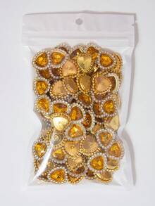 20/35/60/95pcs/Bag Mixed Color, Solid Color Heart-Shaped Rhinestone Decor With Gold Base, Suitable For Phone Cases, Bags, Shoes, Clothing Accessories And Jewelry Making DIY Crafts, Multiple Colors Available - Heart-shaped Diamond - View 20