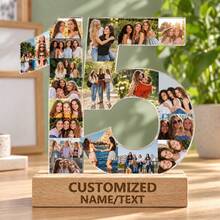1pc Custom Photo Collage Number Ornament, Personalized Acrylic Tabletop Keepsake, Meaningful Milestone Gift For Birthday, Anniversary, Wedding, Graduation, Retirement, Family Memory Display, Home Shelf And Desk Decoration - Multicolor - View 17