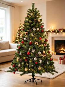 1pc Artificial Christmas Tree-With Metal Stand, Full And Dense Branches, Easy To Assemble, Reusable, For Christmas Scene Decoration, Suitable For Halloween, Christmas And Holiday Parties, Only Christmas Tree Included, No Accessories - Multiple Specifications - View 3