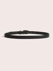 1pc Women's Vintage Carved Square Buckle Belt Suitable For Daily Wear - Black - View 3