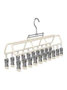 1Pc Multi-Functional Adjustable Hanger, Balcony Drying Rack With Underwear Clips, For Clothes, Pants, Skirts, Socks, Hats, Scarves & Belts, Multi-Purpose Organizer Hanger, Must-Have For Wardrobe & Closet Autumn-Winter Seasonal Storage - Multicolor - View 8
