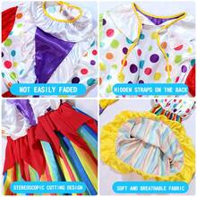 Adult Women's Colorful Spliced Clown Dress, Halloween Circus Cosplay Costume, Stage Performance Party Dress Up Skirt - Multicolor - View 12
