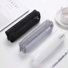 1pc Simple Transparent Visible Large Capacity Mesh Pencil Case, Learning Stationery Small Gift, Student Exam Pen, Neutral Pen And Other Office School Supplies Storage Box, Multi-Functional Lightweight Small Portable Storage Bag - One Size - View 4